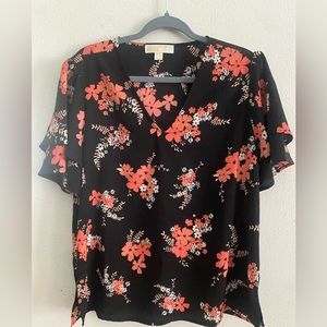 Michael Kors Floral Print Blouse Size Large